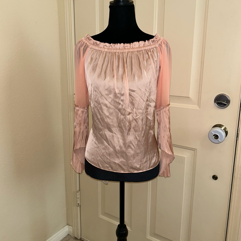 🥈Ramy Brook Women’s XS Coralie Flare Sleeve Blouse Pink New With Tags $325